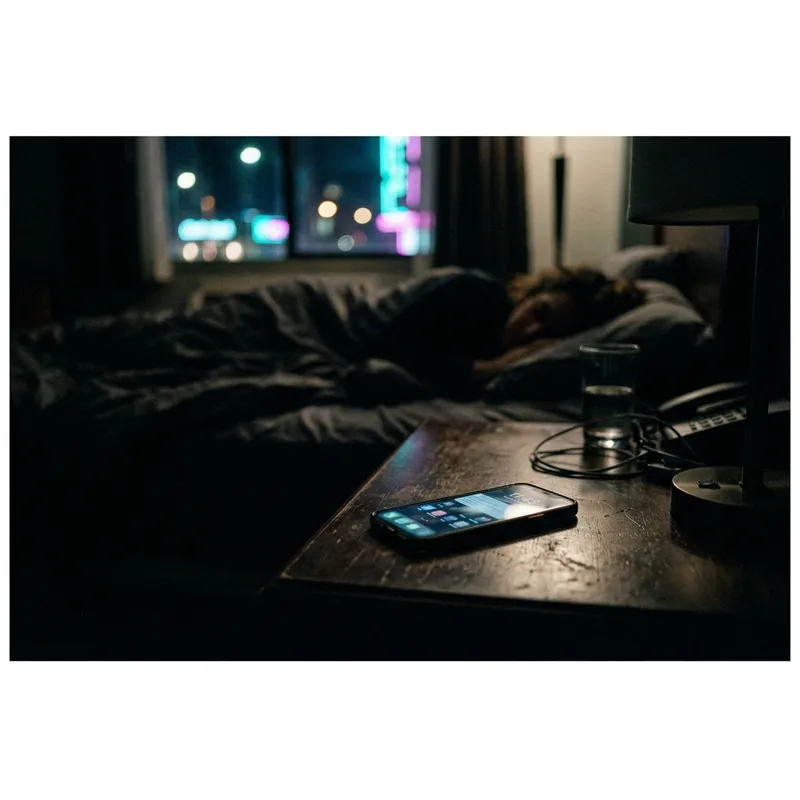 Phone screen showing data usage in a dark room